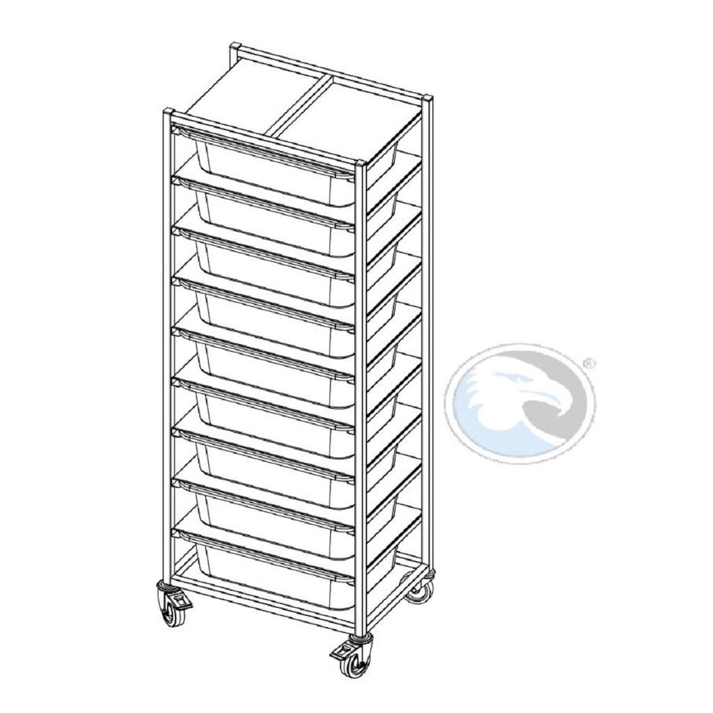 INGREDIENT TROLLEY with 9x25L Plastic bins with lids