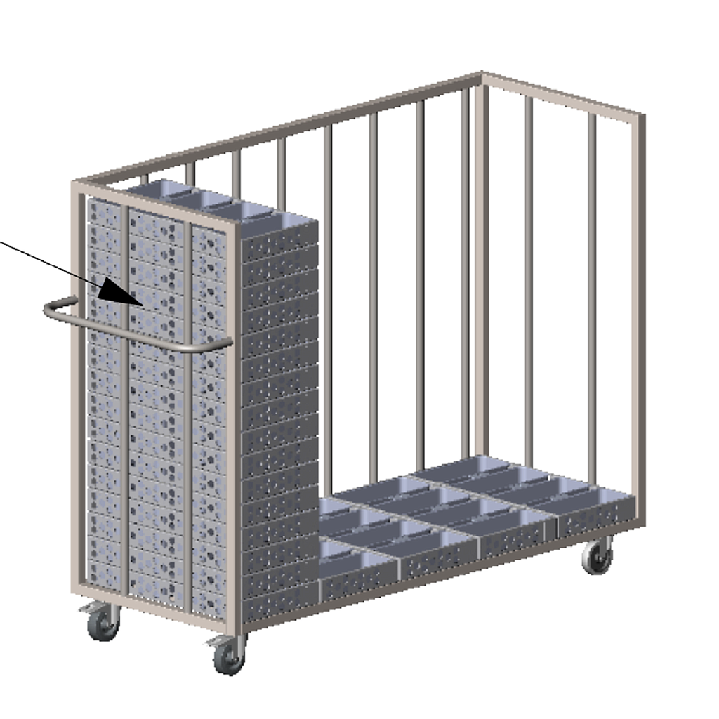 TIN SET STORAGE TROLLEY 160x63 with handle