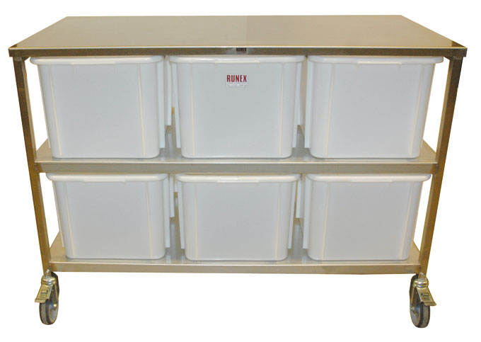 VEIEBORD med plastbeholdere 6x60L 